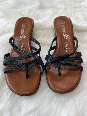 Toscanella Strappy Leather Slide Sandals Made in Italy summer sandals size 6